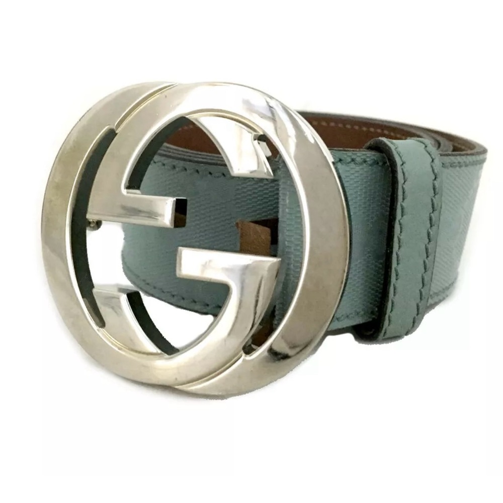 Sale - Gucci Interlocking Gg Supreme Ice Blue Belt 34 View 2